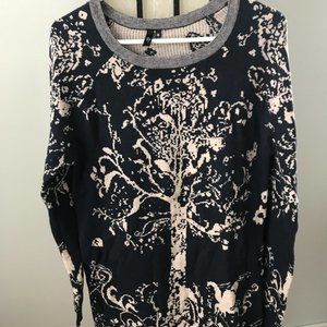 Sweater / Brand Vip / Small/Medium Navy Blue Background with Cream Tree of Life